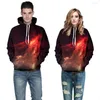 Women's Hoodies Star 3 D Digital Printing Hooded Couples Fleece Blouse Female Fashion Tide