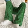 Pantalon pour hommes Vêtements 2022 Green Retro Checkerboard Grid High Street Tide Wide-leg Male Straight Loose Casual