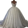 Haute Couture Lace Wedding Dress Sparkly Crystal V Neck Short Sleeve Bridal Ball Gowns 3D Appliques Custom Made Robes