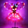 Andere evenementenfeestje Lichinous Butterfly Wings Rok Fairy Stick Hoofdband Girl Gundel Geschenk gelukkige verjaardag Decor Kids Fluorescent 221110