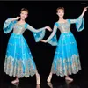 Bühnenkleidung, modisch, blau, indischer Stil, ethnische Kleidung, uigurische Kleidung, Performance, Xinjiang-Tanzkleid, chinesische Volkskostüme