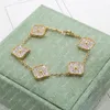 Luxury four leaf grass designer fashion charm girl bracelet 18K gold agate shell mother of pearl brand bracelet wedding party jewelry