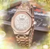 Top Brand Mens Full Functional Stopwatch Watches 42mm Set Auger Popular Clock Stainless Steel Quartz Calendar Rose Gold Silver Original Solid Bracelet wristwatch