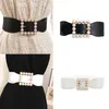 Belts All-Match Ladies Belt Women Straps Light Luxury Personality Large Square Shape Buckle Fashion Faux Pearl Dropship