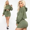 Work Dresses Hirigin Sexy Two Piece Set Hooded Crop Top And Skirt Fall Winter Workout Sweat Suits 2 Sets Womens Outfits