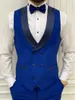 Tre stycken Royal Blue Man Wedding Tuxedos 2022 Black Shawl Lapel Waistcoat Satin Slim Men Formal Party Suits Handsome Elegant Groom Suits Coat Pant Vest