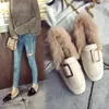 Dress Shoes Boots Fluffy Shoes Women Slip on Faux Fur Moccasins Loafers Buckle Belt Furry Flat Winter Plush Warm Zapatos De Mujer 221116