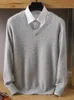 Mens Sweaters 100% pure Mink Cashmere VNeck Pullovers Knit Large Size Winter Tops Long Sleeve HighEnd Jumpers 221115
