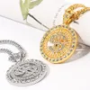 Men Hip Hop Iced Rotatable Dollar Cuban Necklaces For Women Full Rhinestone Link Chain Pendant Necklace Rapper Jewelry