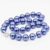 Chaînes 10mm mer du Sud bleu foncé coquille collier de perles perles femmes filles mode fabrication de bijoux conception corde chaîne cravate 18 pouces