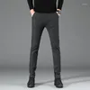 남성용 바지 캐주얼 남성의 격자 무늬 느슨한 슬림 한국 패션 팬츠 스타일 피트 유형 전면 길이