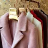 Peles feminino Real 2023 ovelha de lã genuína casaco de lã de lã feminina colar de terno comprido grande tamanho de vestuário externo