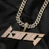 Mode Hip Hop bricolage nom personnalisé lettre pendentif collier avec 24 pouces corde chaîne jaune blanc plaqué or Bling CZ lettres