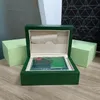 Коробка роскошные часы мужские часы для часа Оригинальные Внешние Внешние Компания Смотристские коробки мужские наручные часы зеленые коробки карта буклета 116610 Подводная лодка1968