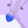 Pendentif colliers Lovecryst 2 pièces/ensemble lumineux en forme de coeur paillettes couture amis pour enfants filles mode amitié cadeaux