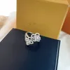 Luxusmarke Designer Ring Les Ardentes Top Sterling Silber Kristall Vierblättriges Kleeblatt Doppelte Blume Charm Offener Ring mit Box für Wo298E