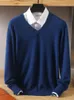 Mens Sweaters 100% pure Mink Cashmere VNeck Pullovers Knit Large Size Winter Tops Long Sleeve HighEnd Jumpers 221115