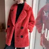 Mulheres femininas imitando cashmere casear outono de inverno de inverno dupla face sobretudo-de-feminina de meia idade, pilha granular fêmea jaqueta feminina