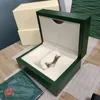 Mens Original Rolex Box Wood Green Green Watch Boxs Сертификация бумаги для карты Руководство по переводчику кошельки часы теги буклет 116660 12232U