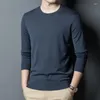 Men's T Fashion Shirts 100 2024S Superfine Wool 60S Thin Long Sleeve Solid Father Pullovers Men Blue Gray hin