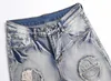 Pantaloni Hip Hop Jeans Ricamo da uomo Gamba dritta Blu Mens Jean Slim Fit Moto Biker Causal Denim Pant 29-38