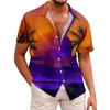 Camisas casuais masculinas Manga curta Camisa de praia Men verão solto Havaí Havaí Holida de férias tropical ALOHA TOP BOTUS