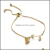 Charm Bracelets Flower Rose Pl String Adjustable Bracelet Gold Chains Women Bracelets Fashion Jewelry Gift Drop Delivery Dhulp