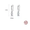 Moda coreana lucido zircone quadrato s925 argento ciondola orecchini gioielli donna temperamento signora squisito lusso orecchini gancio per l'orecchio accessori regalo