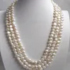 fashion pretty baroque 3row white freshwater pearls necklace