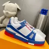 2022 Designer Sneaker Treinador Virgil Sapatos casuais calfskin couro abloh branco verde vermelho azul sobreposição plataforma plataforma baixa tamanho 38-45 kmjkk000010