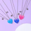 Pendentif colliers Lovecryst 2 pièces/ensemble lumineux en forme de coeur paillettes couture amis pour enfants filles mode amitié cadeaux