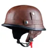 Leather German Style Retro and Vintage Half Open Face DOT Approved Motorcycle Helmet With Visor for Man and Woman306n5190991