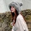 Boinas de chapéu feminino inverno 2022 Bola doce coreana com capuz com capuz ao ar livre pompo de veludo quente chapéus de lã de esqui para mulheres