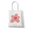 Bolsas de compras Shopper Tote Bag Tela feminina Estética retro floral para meninas reutilizáveis ​​Harajuku ombro