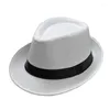Bérets été Fedora chapeau pour hommes à la mode élégant Vintage noir femmes blanc rouge bord 1920 s Panama haut Jazz plage unisexe casquette classique