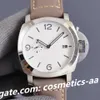 Homens assistem a movimento automático Sapphire Mirror 45mm Strape de couro S Dial branco Dial Super Luminous Transparent Back Wristwatches