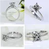 Anéis de banda com corte de princesa 1Ct Lab anel de diamante original 925 Sterling Sier noivado aliança de casamento anéis para mulheres joias finas nupciais Dh80D