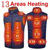 Gilets pour hommes USB infrarouge 17 zones de chauffage veste d'hiver gilet chauffant électrique pour la randonnée sportive surdimensionné 5XL 221116