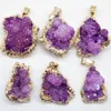 Hangende kettingen 6 stks groene onregelmatige kristal kwarts geode druzy voor doe -het -zelf sieraden maken ketting oorbellen chakra natuursteen slinger