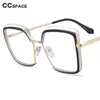 Lunettes de soleil Cadres 54078 Grande Taille Carré Léopard Anti Lumière Bleue Dames Ordinateur Lunettes Vintage Femmes TR90 Spectacle Cadre T2201114