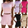 Femmes Survêtements Deux Pièces Ensemble Femmes Été Casual Crop Top Femme Vêtements Survêtement Poches Lâche Shorts Ropa Mujer Ensemble Femme