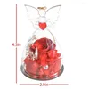 Dekorative Blumen, Engelsfiguren, echte konservierte Rose in Glasabdeckung, ewige Geschenke für Hochzeit, Geburtstag, Mutter, Valentinstag, Jahrestag