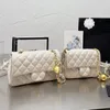 Ladies Mini Rhomboid Flap Shoulder bags Luxury Designer Messenger Gold Ball Real Leather Khaki Long Wallet Chains Purses classic Women Crossbody Hand Bag C 20 Or 17CM