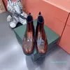 Сапоги для брендов короткие ботинки в британском стиле толстый кожаный ботинок на каблуке круглой ноги