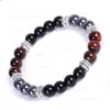 Colorful Teal Tiger Eye Beaded Strand Bracelet Hematite Natural Stone Bracelets Wristband for Men Women Fashion Jewelry