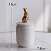 Bouteilles de stockage Gold Animal Cover Pots en céramique avec couvercle Nordic Simple Bird Doré Blanc Cosmétique Conteneurs Snack Candy Jar Mariage