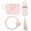 Fashion Frosted Wrist Key Chain Party Favor Läder Mouth Red Envelope PU Card Bag Certificate Bagage Ring DE928