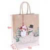 Bolsas de armazenamento 6pcs Presente de Natal Santa Kraft Saco de papel com decoração de alça