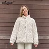 Pelliccia da donna Faux Cappotto rosa dolce Donna Inverno Vintage Colletto alla coreana Giacca da coniglio soffice Cappotti caldi spessi Plus Size 3XL 221115