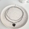 Ketten Herz Frau Halskette Kette Layered Frauen Halsketten Schmuck Unisex Anhänger Silber Farbe Klassische Europäische Edelstahl Collares